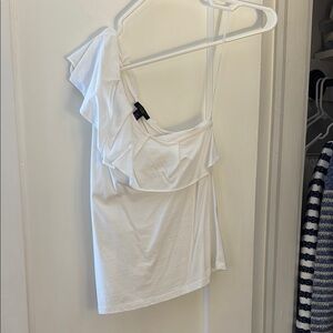 Elegant White Ruffled One-Shoulder Top